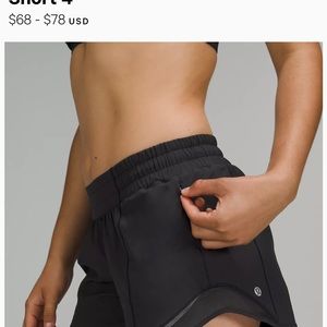 Lululemon Hotty Hot Low-Rise Lined Short 4" in black